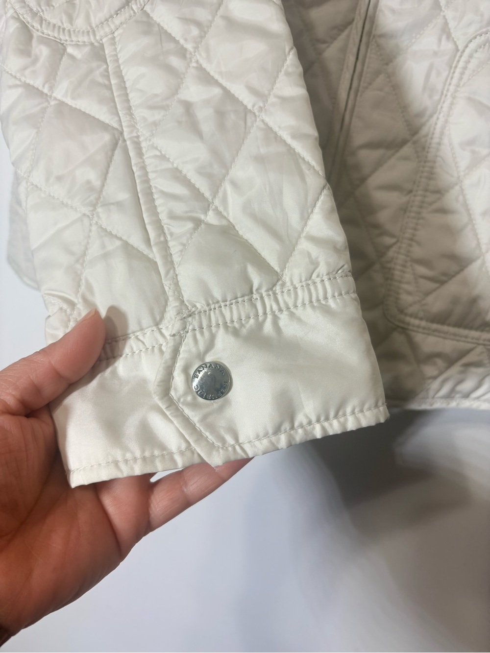 Banana Republic Quilted Womens Ivory Equestrian Corduroy Collar Jacket Sz M - Picture 6 of 14